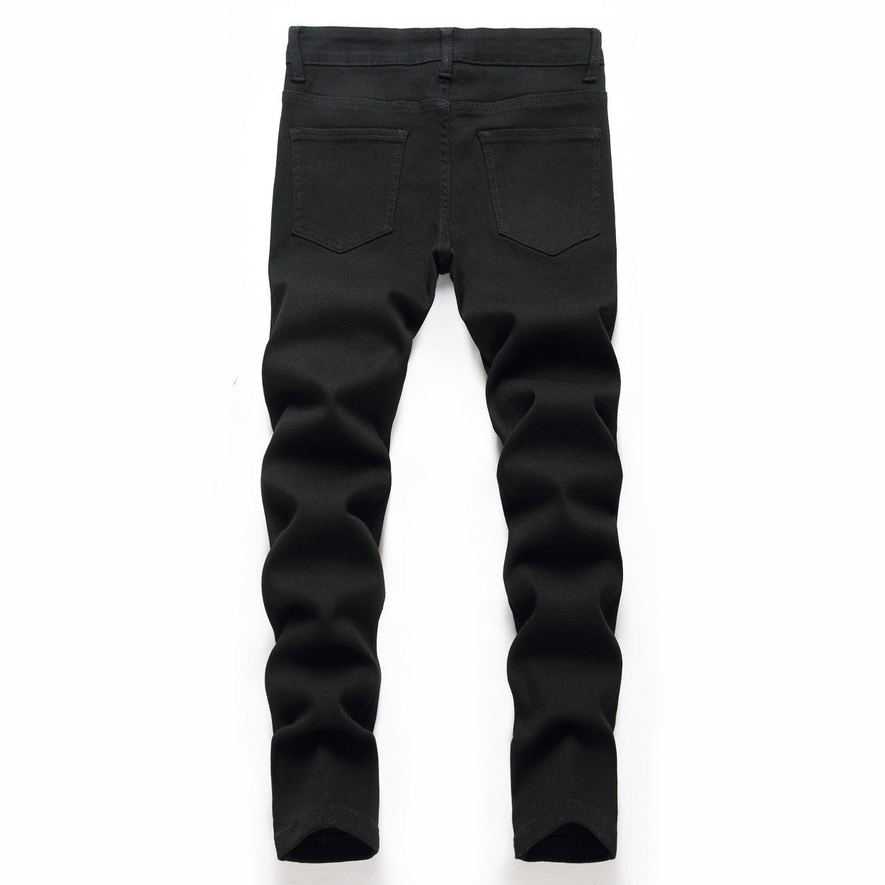 Men's Black Elastic Straight Jeans Lootquake LLC