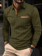 Sports Long Sleeve Lapel Men's Polo Shirt