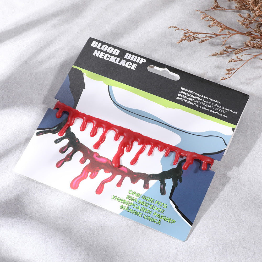 Halloween necklace idea bloody cut blood mark necklace red simulated belly bleeding collar - SJB-DIAMOND ELITES