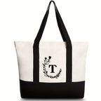Canvas shoulder bag, large capacity letter print tote bag, women's fashion lightweight portable gift bag - SJB-DIAMOND ELITES