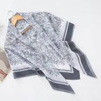 MH072 Square Floral Print Wavy Cut-off Voile Hijab