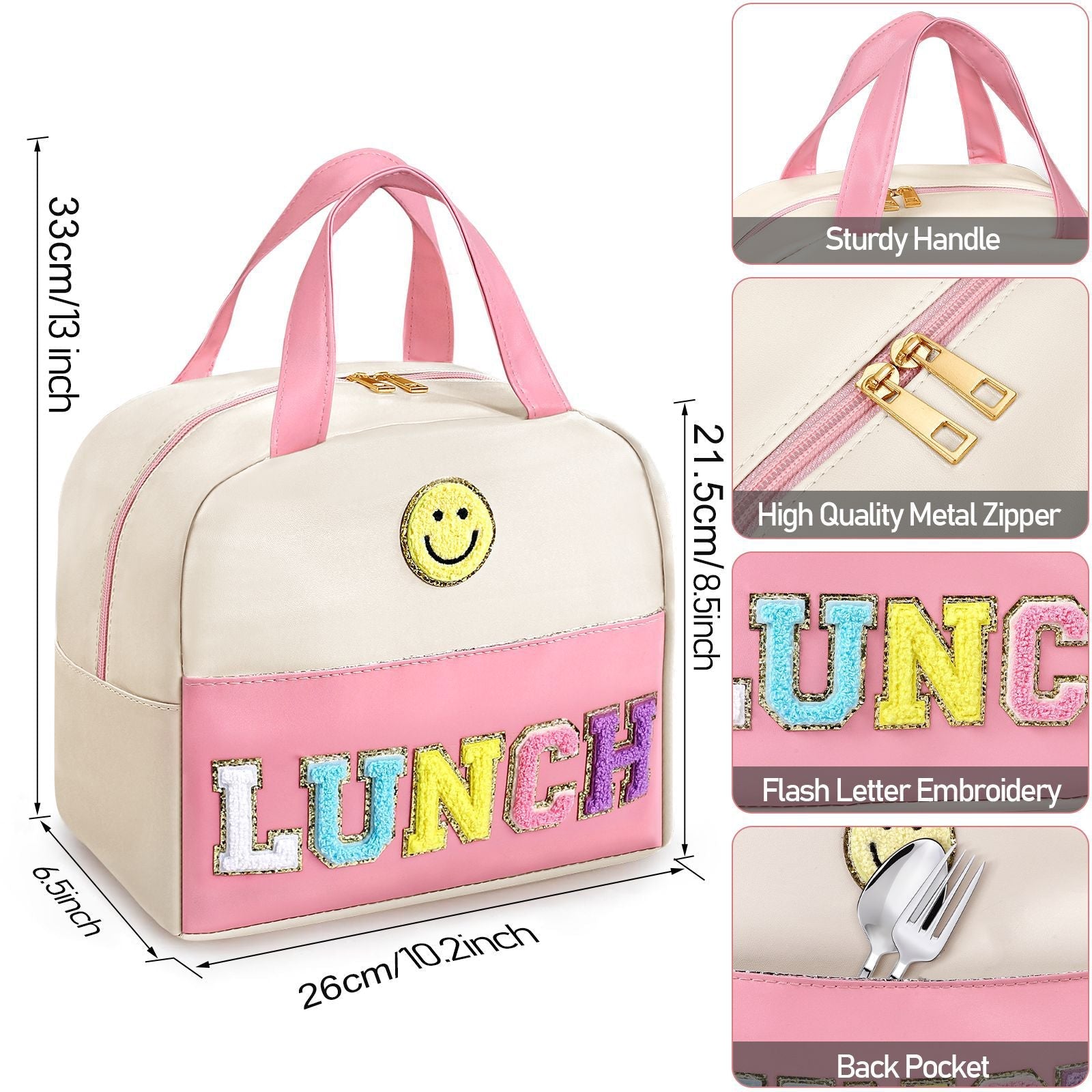 Bento bag, embroidered lunch bag, student lunch box handbag, fresh-keeping large-capacity thickened ice bag - SJB-DIAMOND ELITES