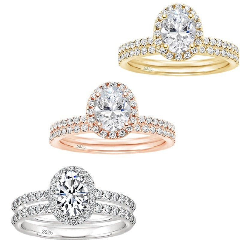 Silver Inlaid Zircon Princess Ring Pi-Mart
