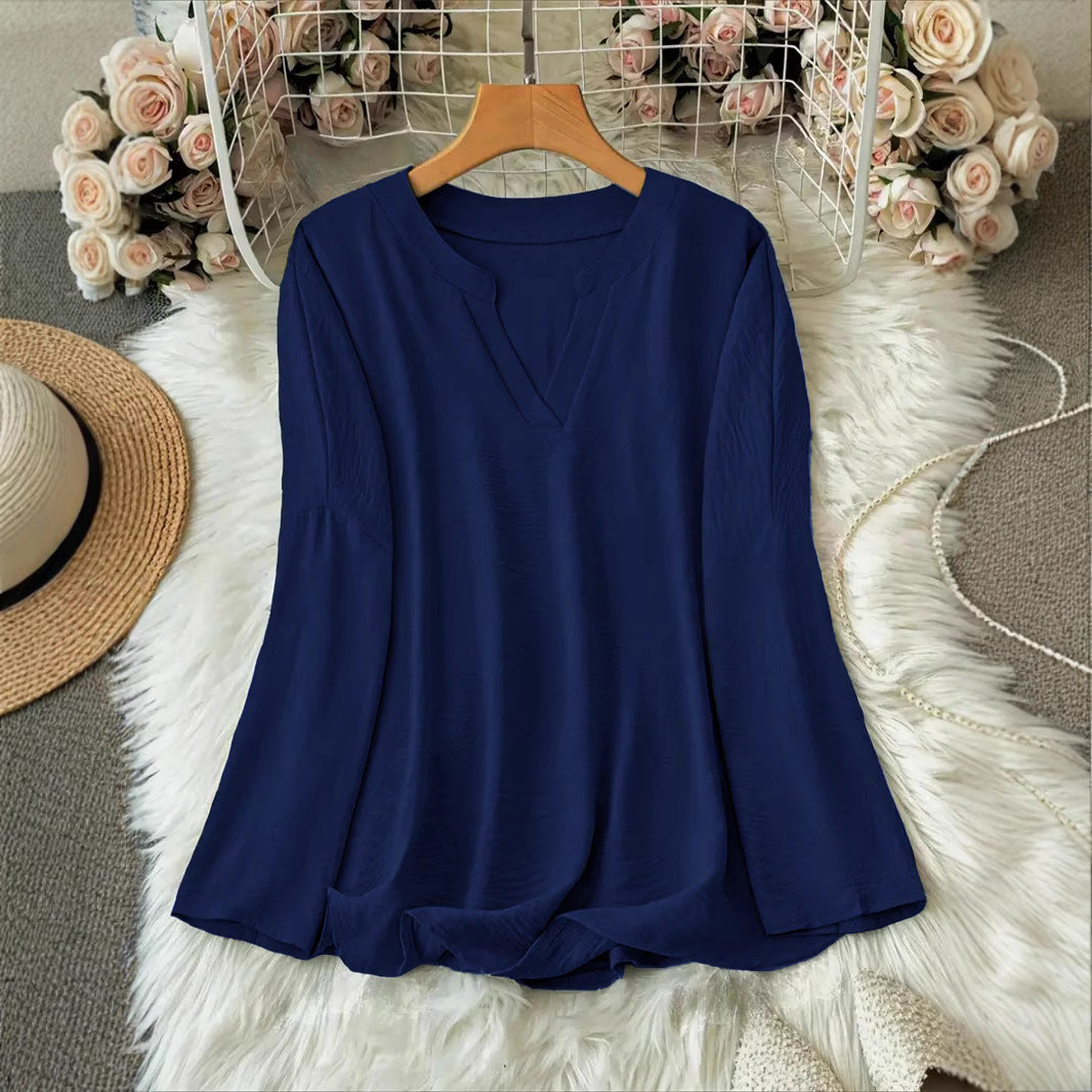 Women's V-neck Drop-shoulder Long-sleeve T-shirt Lootquake LLC