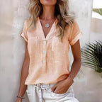 Solid Color Button Fashion Short Sleeve Lootquake LLC
