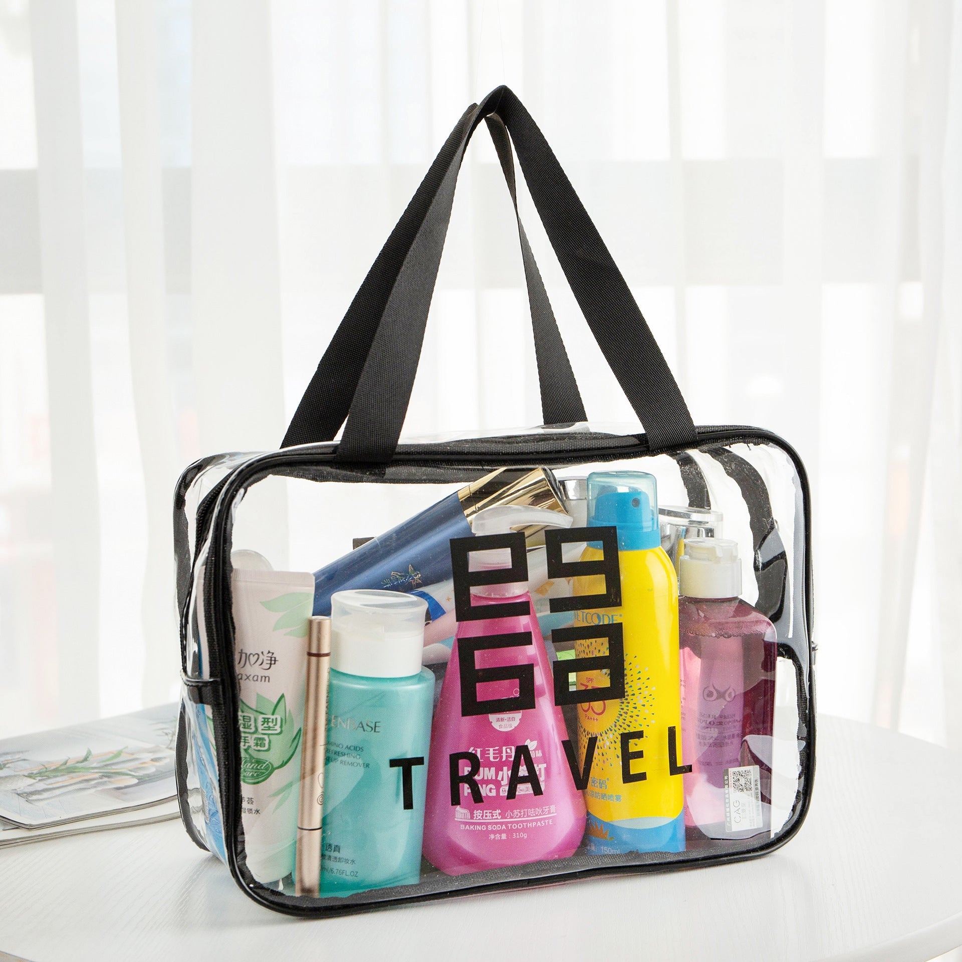 Transparent Toiletry Bag,Wash bag portable cosmetic bag, waterproof travel cosmetics large-capacity storage bag - SJB-DIAMOND ELITES