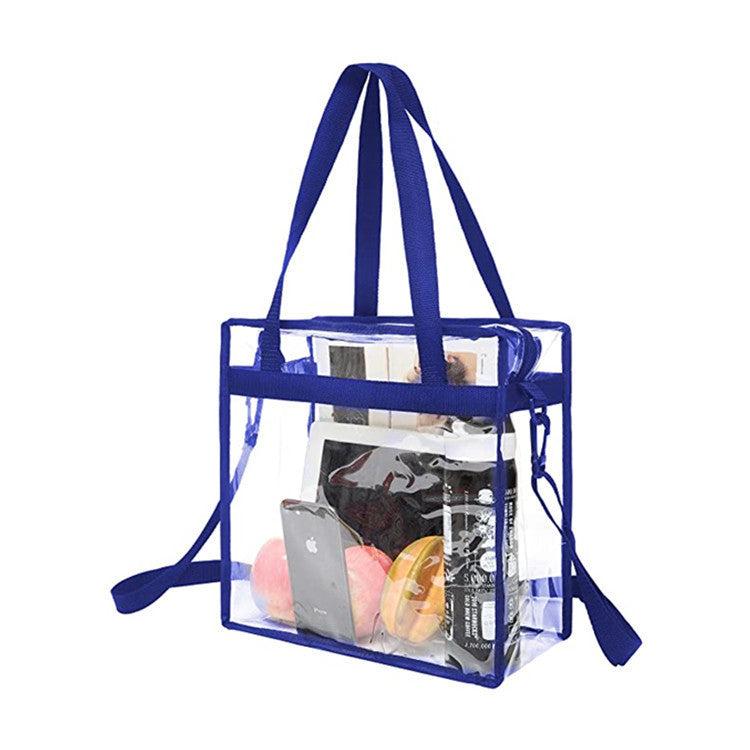 PVC transparent bag, square oversized travel tote bag, storage bag portable shoulder shopping bag, clear bag for stadium events - SJB-DIAMOND ELITES