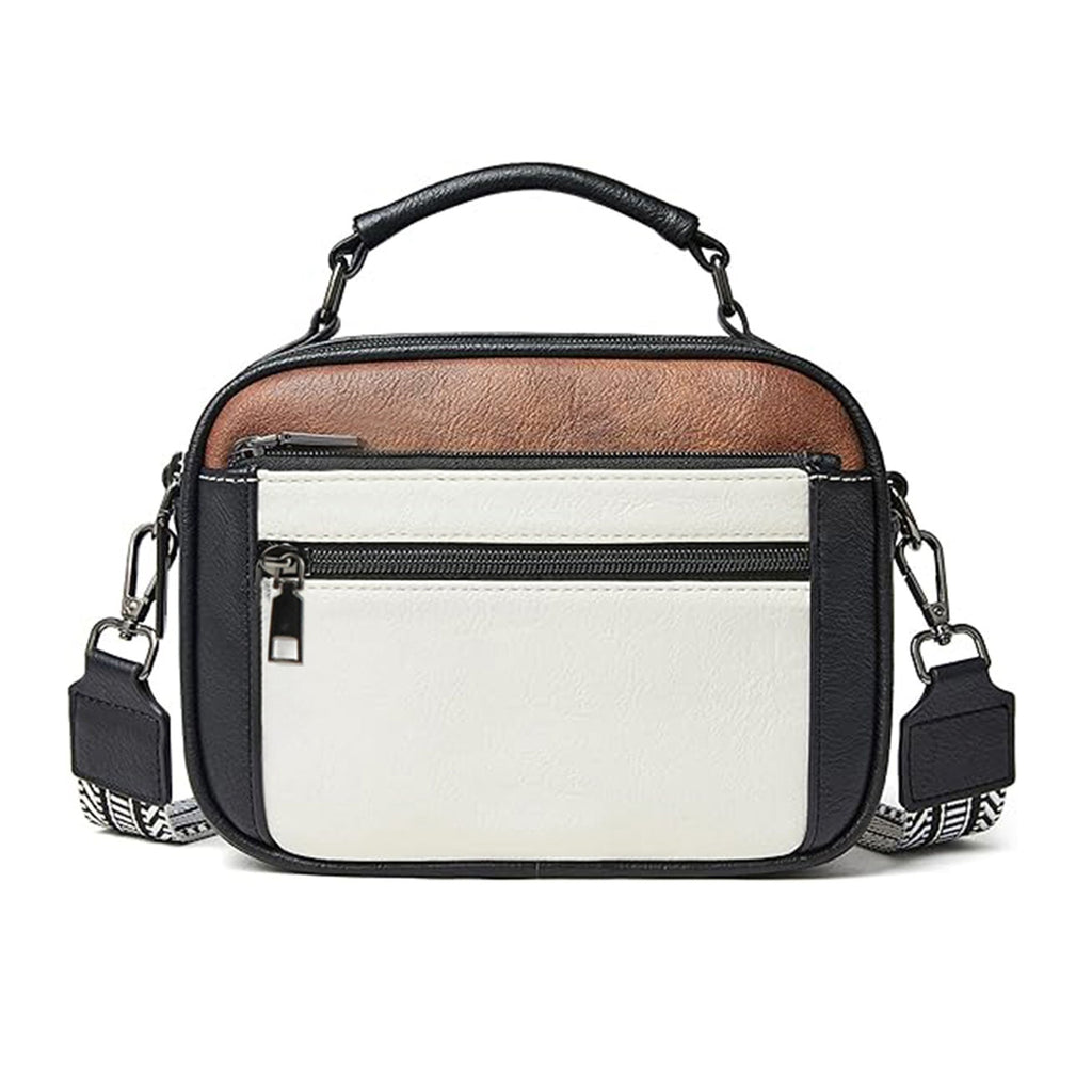 Color matching multifunctional zipper messenger bag, small crossbody square bag, PU shoulder bag adjustment shoulder strap, Crossover Shoulder Bag,Small Crossbody Purse for Women Triple Zip, - SJB-DIAMOND ELITES