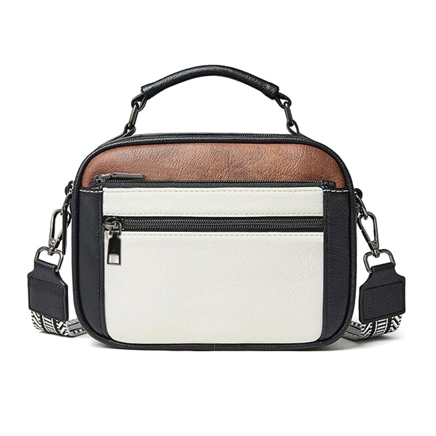 Color matching multifunctional zipper messenger bag, small crossbody square bag, PU shoulder bag adjustment shoulder strap, Crossover Shoulder Bag,Small Crossbody Purse for Women Triple Zip, - SJB-DIAMOND ELITES