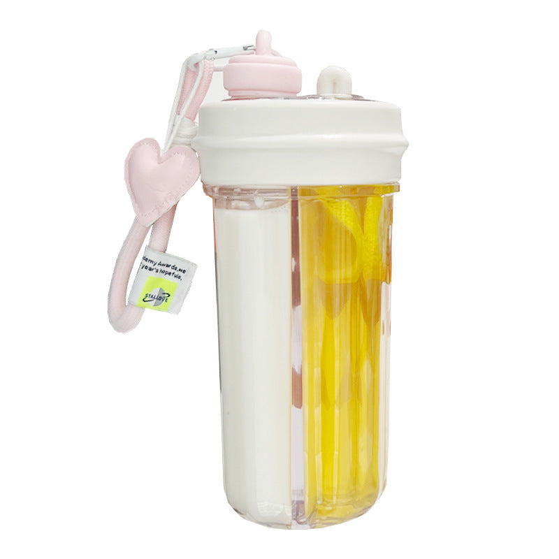 Double Drink Sub-bin Tumbler Creative Straw Cup Pi-Mart