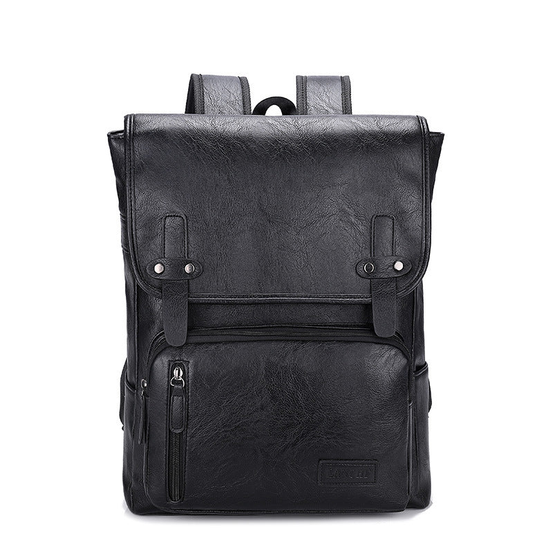 Trendy Men's Retro Backpack Trendy Cover Travel Business Bag Soft Leather Men's Backpack MB21080303 - SJB-DIAMOND ELITES
