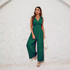 Sleeveless Jumpsuit High Waist Slim Straight Leg Wide