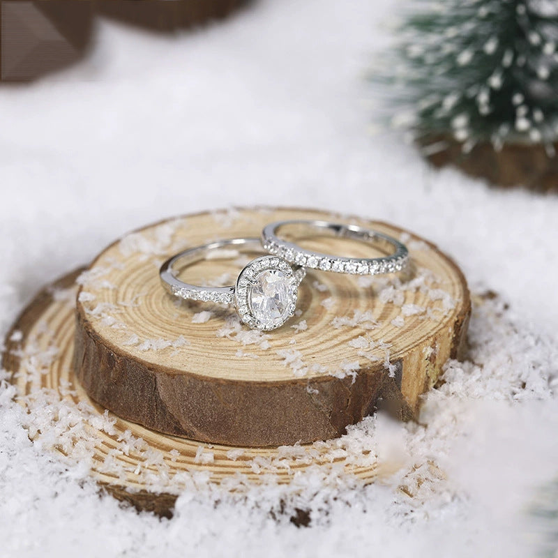 Silver Inlaid Zircon Princess Ring Pi-Mart