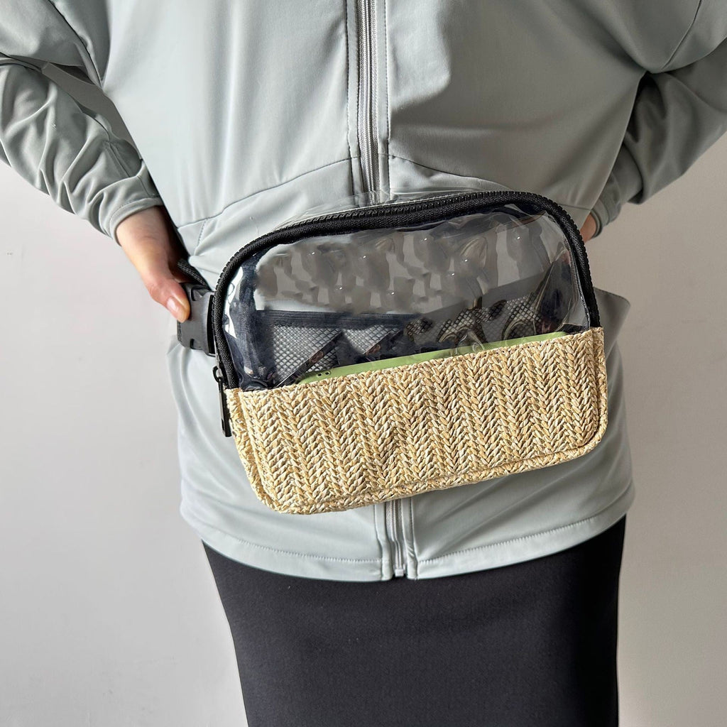Transparent PVC Straw Waist Bag – Portable, Waterproof Beach Waist Bag & Fanny Pack for Women – Crossbody Chest Purse with Stylish Design - SJB-DIAMOND ELITES