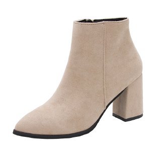 Women's Stacked Heel Ankle Bootie Shoes SHOMICOBOUTIQUE