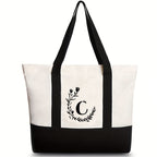 Canvas shoulder bag, large capacity letter print tote bag, women's fashion lightweight portable gift bag - SJB-DIAMOND ELITES