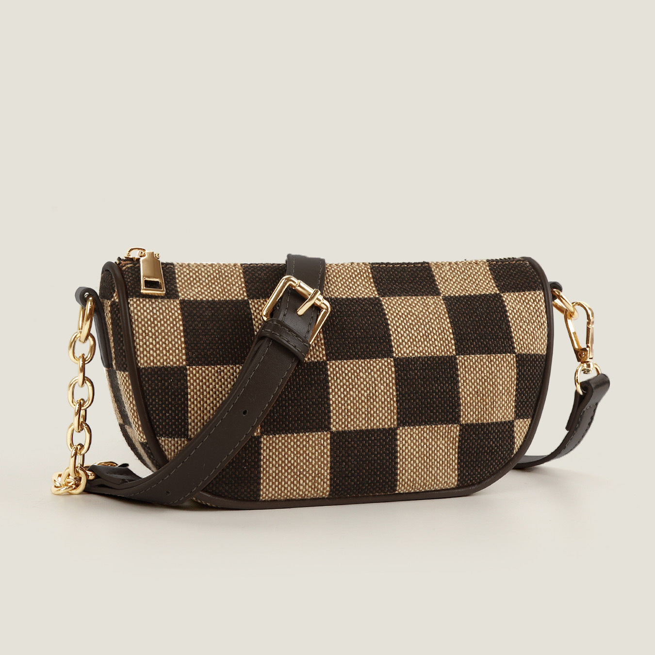 Small Crossbody Bag – Versatile Commute with Checkerboard Canvas, Compact Earphone Bag, Stylish 2-in-1 Chest Bag & Fanny Pack for Everyday Use - SJB-DIAMOND ELITES
