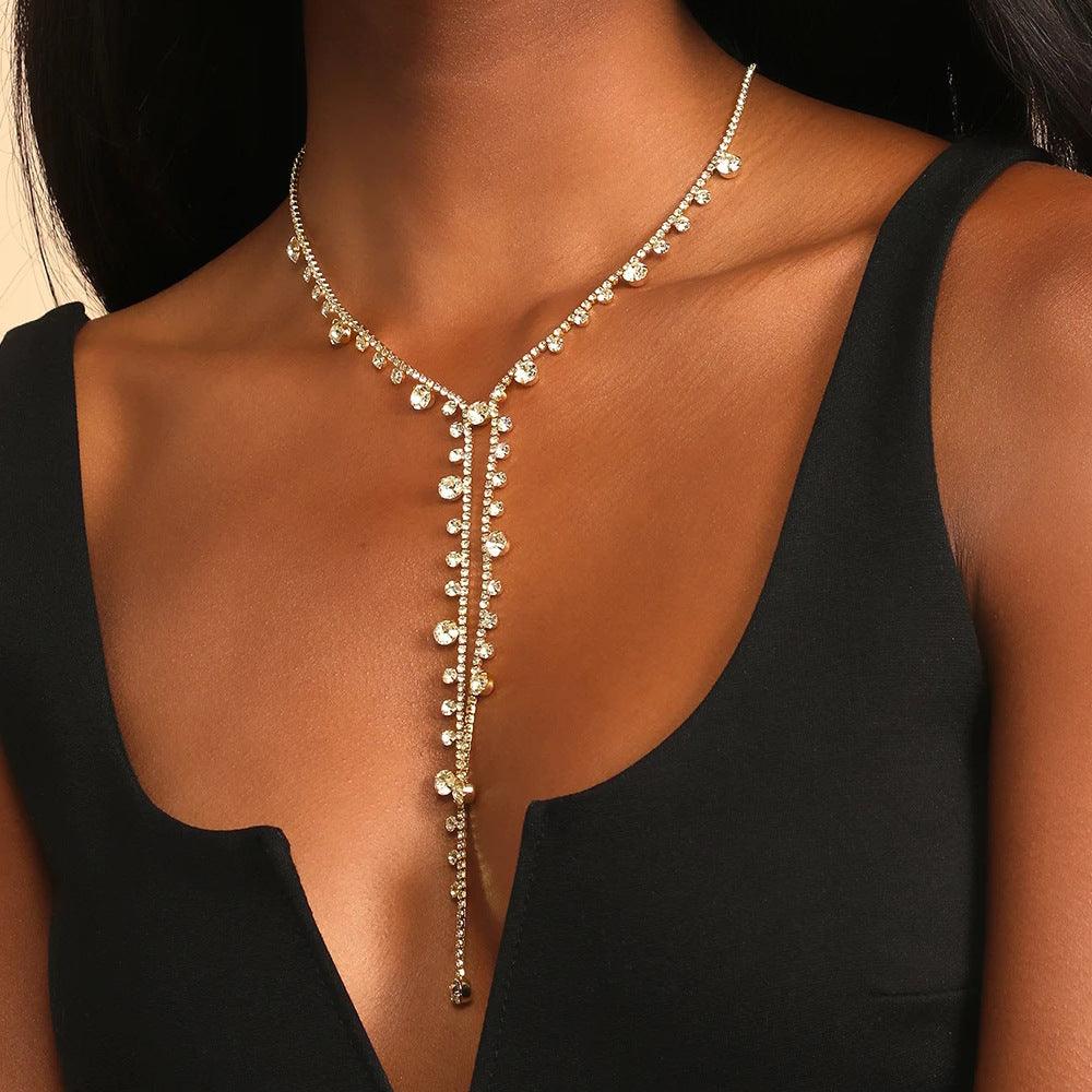 MAC088 Personalized Long Tassel Irregular Diamond Necklace - SJB-DIAMOND ELITES
