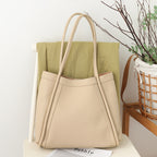 Elegant Large Capacity Tote Bag for Females - Retro Soft PU Shoulder Bucket Bag, Textured Hobo Bag 2 in 1