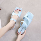 Women's Open Square Toe Separate Flat Heel Sandals Slip On Slipper Casual Shoes - SJB-DIAMOND ELITES