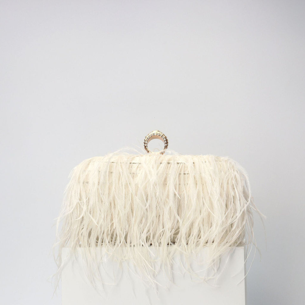 Elegant Ostrich Hair Ring Box – Small Square Bag with Chain Crossbody Shoulder Velvet Evening Clutch Purse, Perfect for Dinner, Casual Outings, Party Events, and Prom Nights - SJB-DIAMOND ELITES