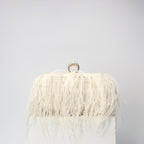 Elegant Ostrich Hair Ring Box – Small Square Bag with Chain Crossbody Shoulder Velvet Evening Clutch Purse, Perfect for Dinner, Casual Outings, Party Events, and Prom Nights - SJB-DIAMOND ELITES