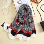 Vegan Silk scarf female classic wild houndstooth print long scarf holiday literary beach towel shawl SHOMICOBOUTIQUE