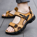 Men's Retro Casual Leather Sandals Outdoor Stylish Beach Pi-Mart