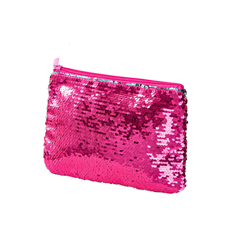 Mermaid sequined pencil case, two-color stationery storage bag, portable cosmetics change purse, small purse - SJB-DIAMOND ELITES