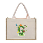 Cotton and linen canvas tote bag, printed letter tote bag, portable light handbag, gift shopping bag - SJB-DIAMOND ELITES