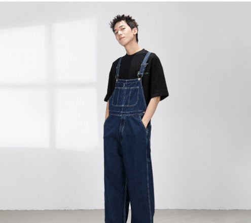 Men's Japanese-style Retro Casual Straight-leg Working Bib Top Pants Lootquake LLC