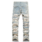 Slim-fit Straight Double-sided Embroidered Patch Youth Blue Men's Flared Jeans Lootquake LLC