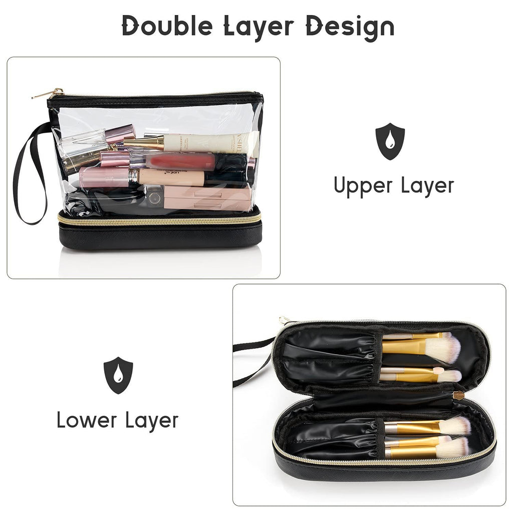 Transparent cosmetic bag, multifunctional double-layer large-capacity PVC cosmetic bag, storage portable travel bag, wet and dry separation washing bag for College Dorm Camp GymTransparent Cosmetic Bag, - SJB-DIAMOND ELITES