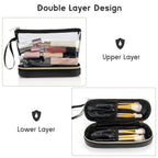 Transparent cosmetic bag, multifunctional double-layer large-capacity PVC cosmetic bag, storage portable travel bag, wet and dry separation washing bag for College Dorm Camp GymTransparent Cosmetic Bag, - SJB-DIAMOND ELITES