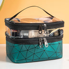 Transparent Cosmetic Bag, Double cosmetic bag, portable large capacity waterproof multi-functional portable makeup bag, travel skin care product storage bag, toilet bag for College Dorm Camp Gym - SJB-DIAMOND ELITES