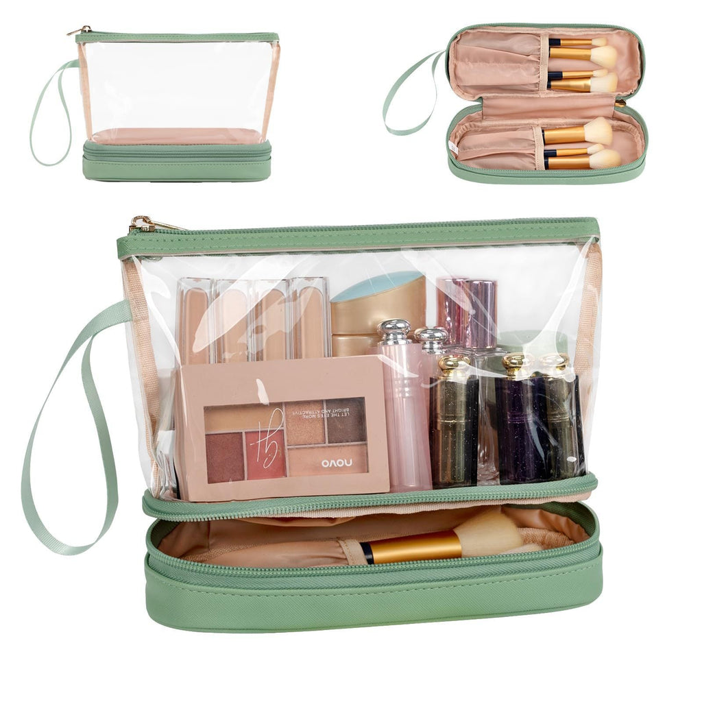 Transparent cosmetic bag, multifunctional double-layer large-capacity PVC cosmetic bag, storage portable travel bag, wet and dry separation washing bag for College Dorm Camp GymTransparent Cosmetic Bag, - SJB-DIAMOND ELITES