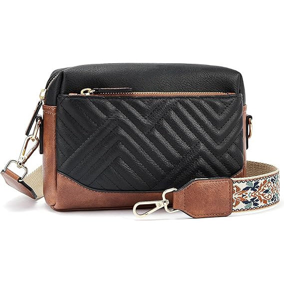 Quilted embroidered grid color matching small women crossbody bag, simple small square bag, shoulder messenger bag - SJB-DIAMOND ELITES