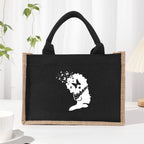 Cotton and linen canvas tote bag, printed letter tote bag, portable light handbag, gift shopping bag - SJB-DIAMOND ELITES