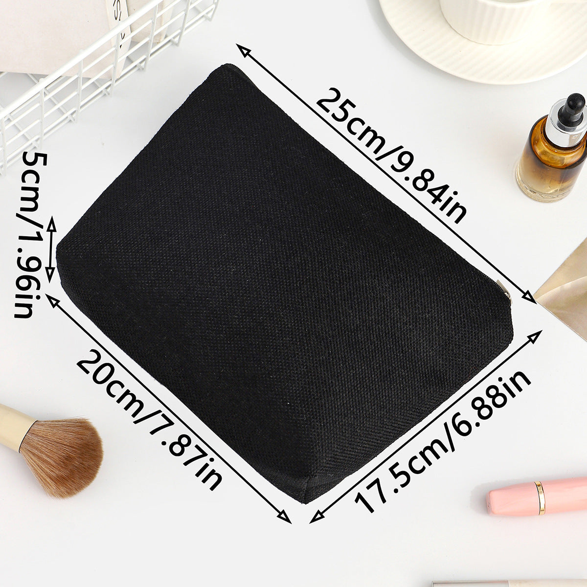 Linen printed cosmetic bag, cosmetic lipstick storage bag, small simple zipper evening clutch bag, - SJB-DIAMOND ELITES