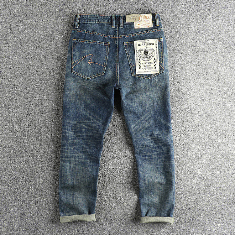 Men's Casual Retro Pocket Straight Jeans Lootquake LLC