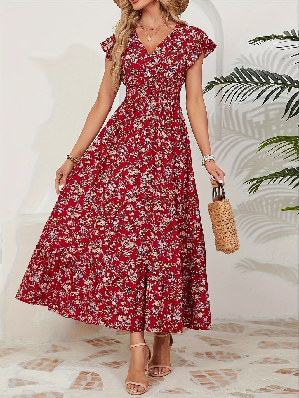 Printed French dress floral dress