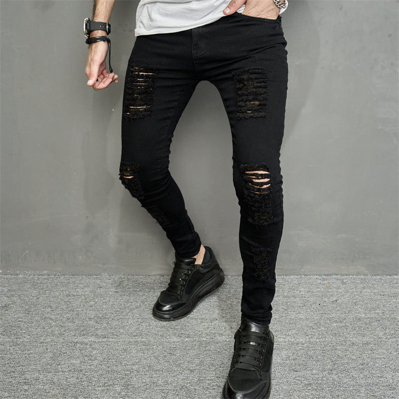 Men's Leisure Ripped Denim Feet Personality Trendy Jeans Lootquake LLC