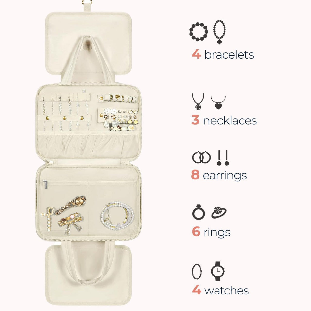 Travel toilet bag, with jewelry storage bag, hanging toilet bag, fluffy cosmetic bag, storage bag travel bag, makeup bag with compartments, - SJB-DIAMOND ELITES