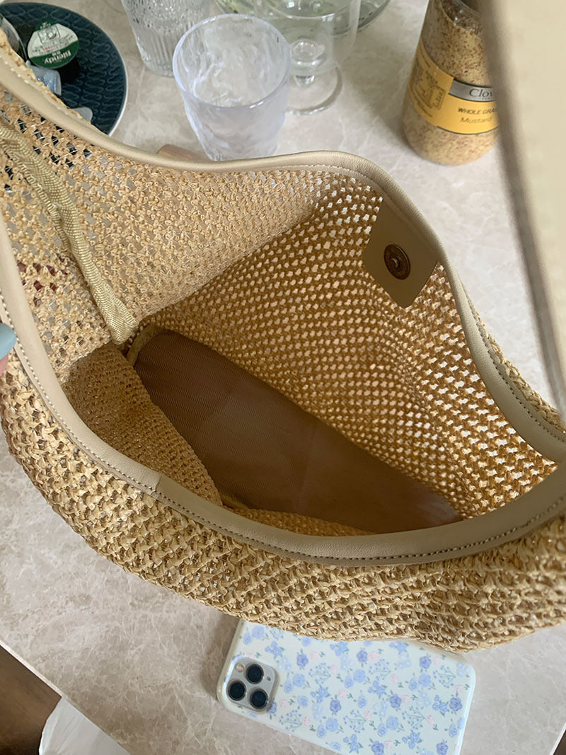 straw bag, commuter hobo bag, summer woven hobo bag for women, straw shoulder purse, beach crochet bag lightweight - SJB-DIAMOND ELITES
