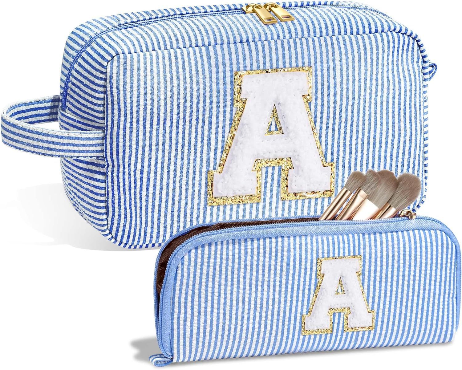 Travel Makeup Bag, Chenier Striped Makeup Bag, 2 in 1 lightweight makeup bags,Makeup bags, travel makeup bags,Makeup bag organizers,Makeup bags, small - SJB-DIAMOND ELITES
