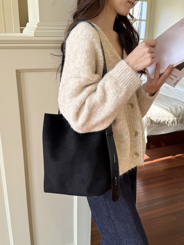 Suede vintage leopard print bucket bag, versatile shoulder crossbody women tote bag, hobo shoulder bag for women - SJB-DIAMOND ELITES