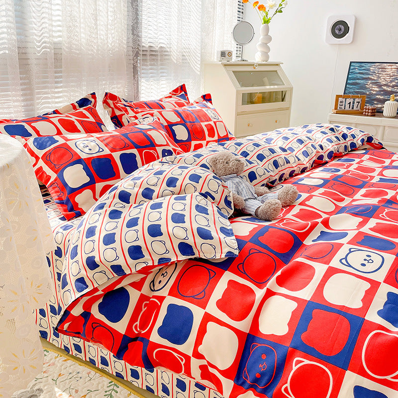 Four-piece Set Sanding Skin Bed Sheet Quilt Cover Pi-Mart
