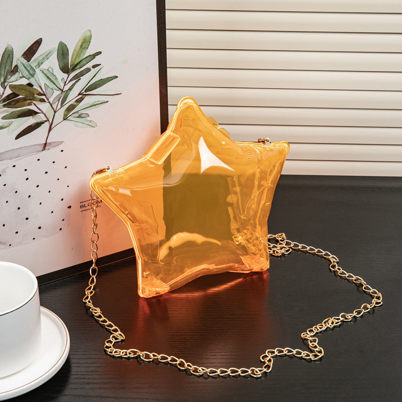 Silver Pentagram Chain evening Bag, Acrylic Mini Change, Key Lipstick Purse, Crossbody Prom Bag, Party Purse, Prom Bags Clutch, Wedding Purse - SJB-DIAMOND ELITES