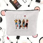 Linen printed cosmetic bag, cosmetic lipstick storage bag, small simple zipper evening clutch bag, - SJB-DIAMOND ELITES