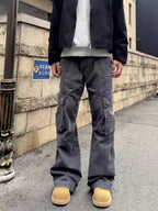 Retro Street Large Workwear With Pocket Casual Pants Lootquake LLC